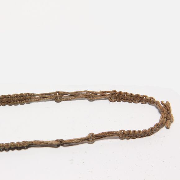 Vintage Artisan Mid-Century Macrame & Horseshoe Nail Pendant Necklace Handmade - Picture 6 of 7